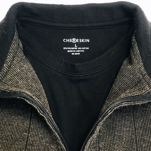 Chereskin Polo Sweater 1/4 Zip Vintage Y2K Green Gray L Mens Sweatshirt +Tee 80s - Picture 4 of 11